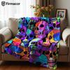 Trippy Swirl Skull Soft Flannel Blanket Breathable Warm Throw for Office Car Sofa Kids Room Birthday Xmas Gift