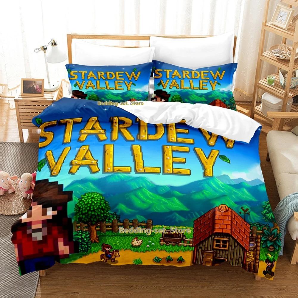 Stardew Valley Bedding Set Single Twin Full Queen King Size Bed Set Adult Kid Bedroom Duvetcover Sets Game Bed Sheet Set