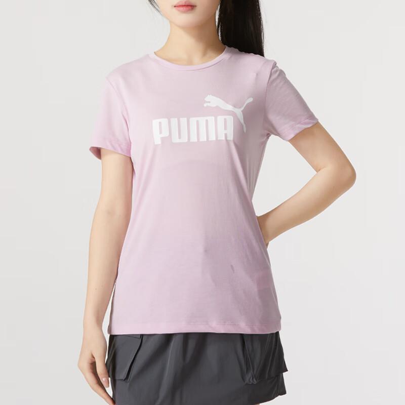 Puma Camiseta Feminina American Vintage Confortável Respirável Manga Curta Gola Redonda Estampa de Letras Rosa 630563-60