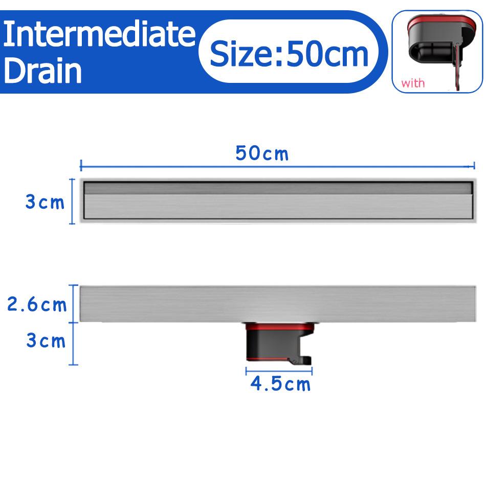 Bathroom Shower Floor Drain Black 304 Stainless Steel Rectangle Lavatory WC Long Linear Drainage Side Floor Drains 30 40 50cm