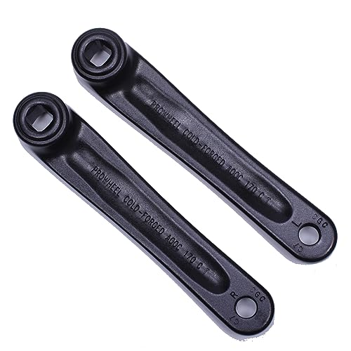 Prowheel Bike Crank Arms, 1 Pair with Square Holes, 152mm/160mm/165mm/170mm/175mm, Alloy 6061 Black, for Electric Bikes and Bicycles
