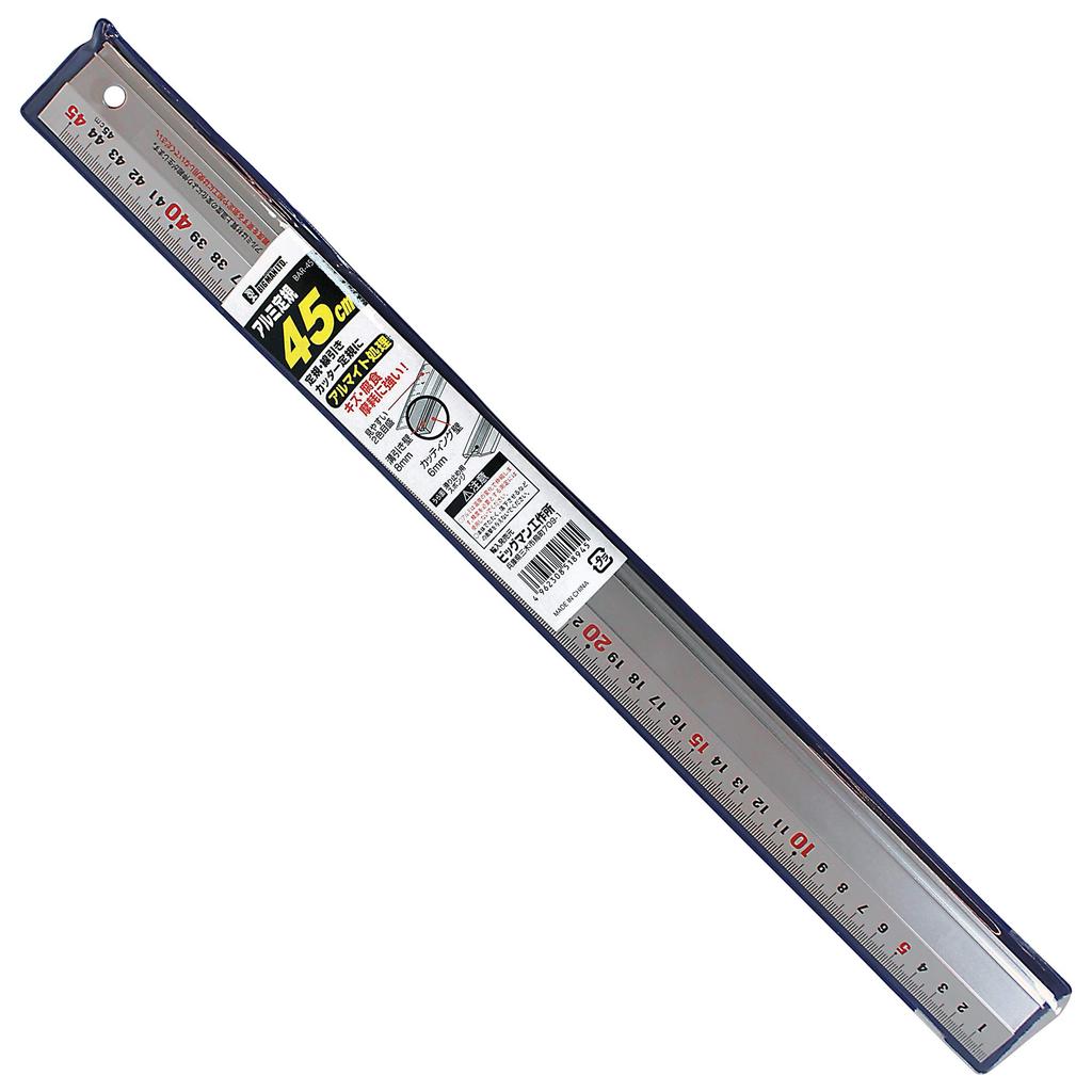 Bigman Aluminum Ruler with 45cm Easy To Read 2 Color Scale Non-slip BAR-45