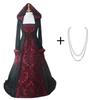 New women's long medieval dress retro hooded long-sleeved long dress stage performance clothes