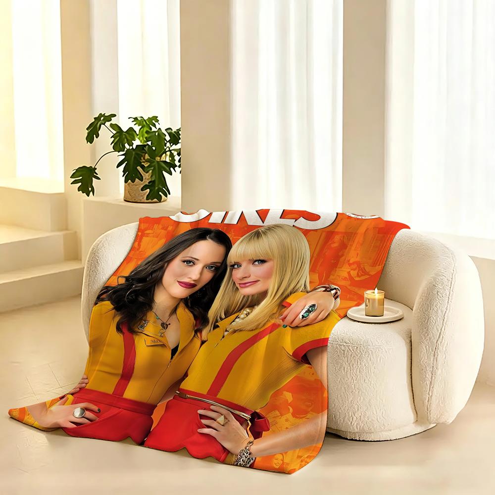 Popular American TV Series 2 Broke Girls Throw Lightweight 240g Flannel Blanket Soft Skin-friendly for Summer Cooling