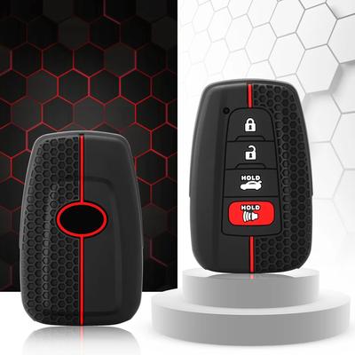 Housse de protection pour clé de voiture, en silicone lisse, noire, compatible avec Toyota Rav4, Corolla, Camry, Avalon