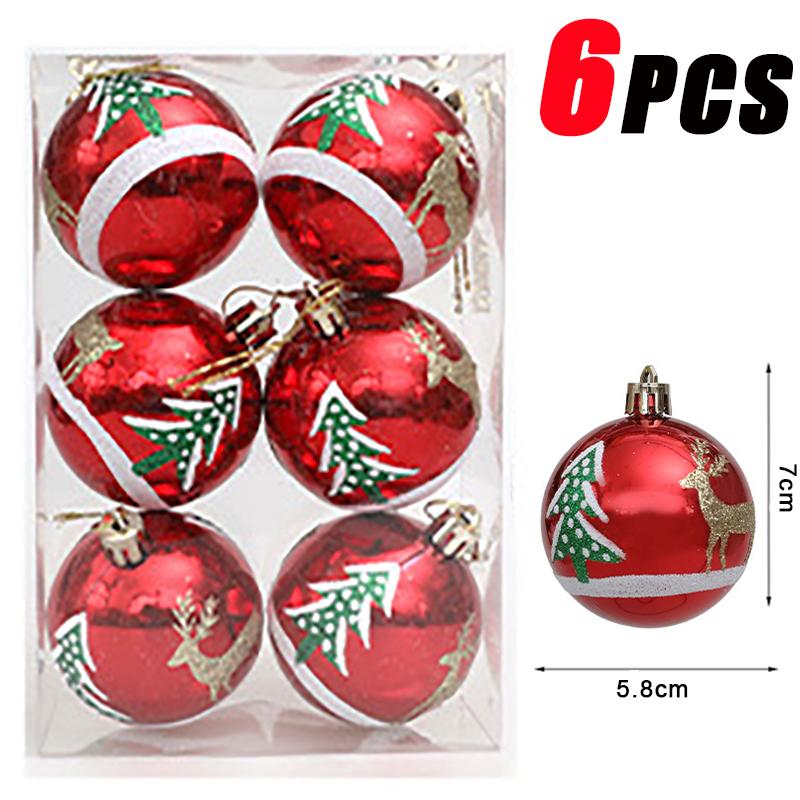 

6 шт. Рождественские шары с подвеской в виде расписной елки, новогодние подарки на 2024 год, украшение для рождественской вечеринки Navidad As showns