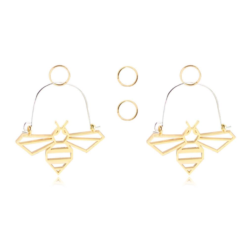 Bee Dangle Fashionable Earrings Alloy Hollow Hoop Set Women For