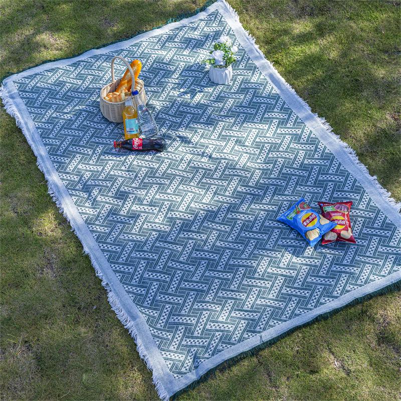 Outdoor Machine Washable Bohemian Blanket White Vintage Picnic Cloth Vintage Carpet Camping Solid Color Picnic