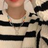 Color Beaded Love Flower Zircon Necklace Female Sweet Cool Hot Girl Wind Collarbone Chain Niche Design Accessories