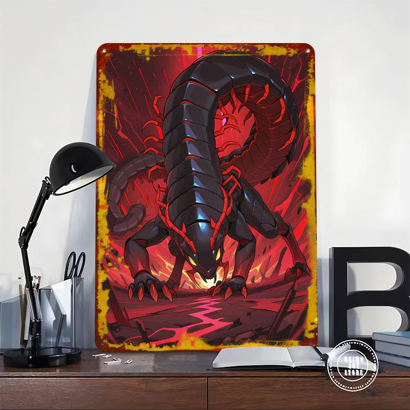 Menacing Black and Red Centipede Monster Printed Poster Customized Wall Art Retro Vintage Metal Tin Signs for Man Cave Wand Deko