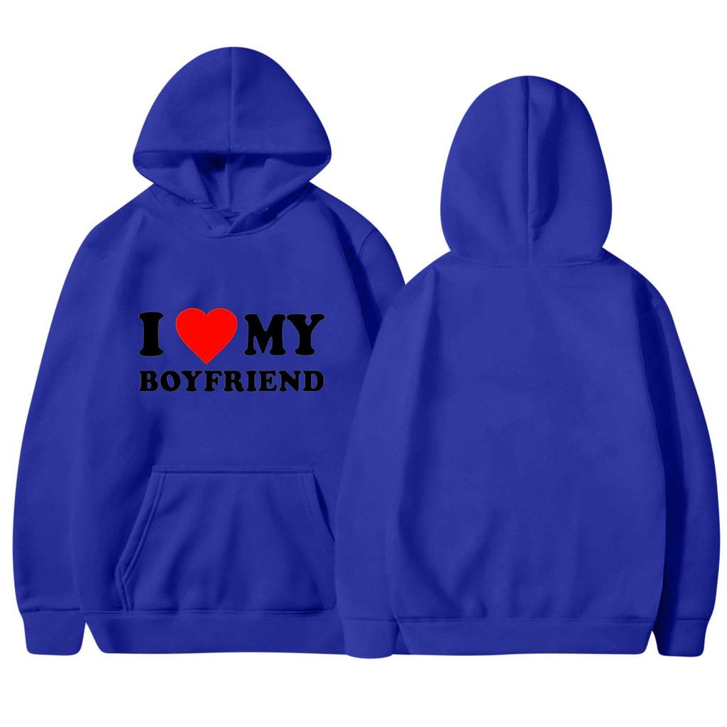 I LOVE MY GIRLFRIEND I Love My Boyfriend Love Casual Loose Pullover Hooded Sweater