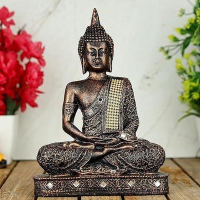New 25 Centimetre Meditating Sitting Buddha Statue Showpiece Idol Home Decor Items for Living Room and Gifts