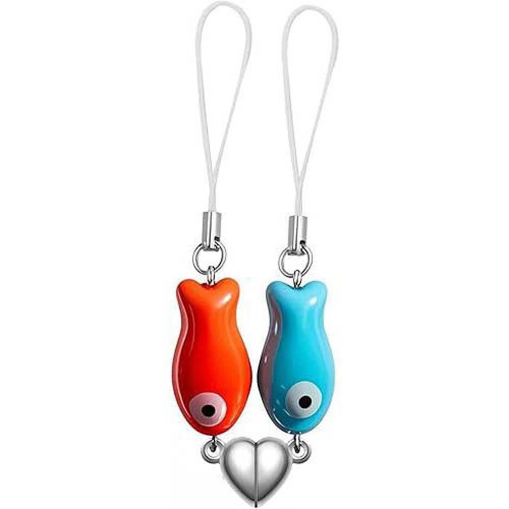 Bag Charm Fish-Shaped Keyring Heart Strap Couples Keychain Magnetic Matching Keychain Best Friend