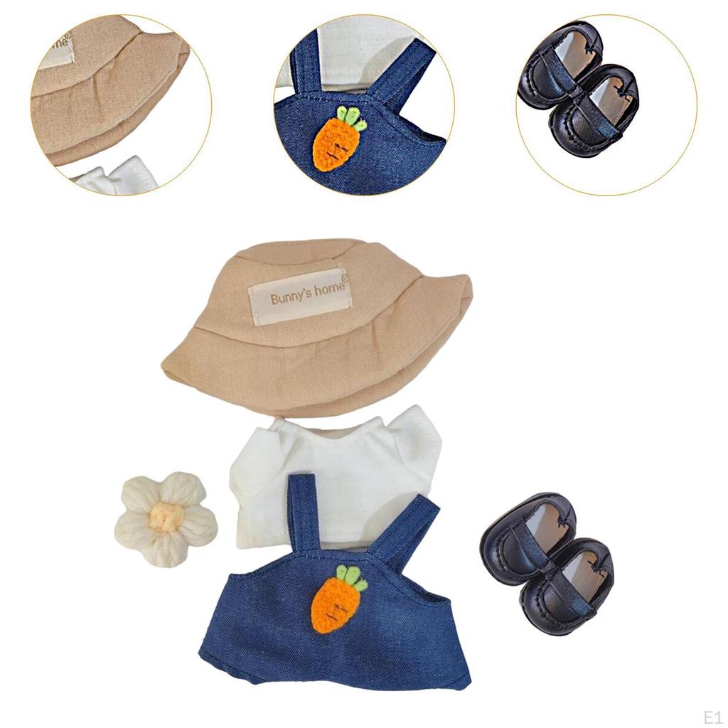 17cm Plush Doll Clothes Dress Up Comfortable Costumes Stylish Carrot Hat Set