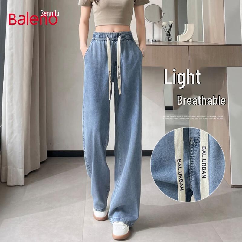 Baleno Women s Lightweight Lyocell High-Waisted Wide-Leg Jeans XL