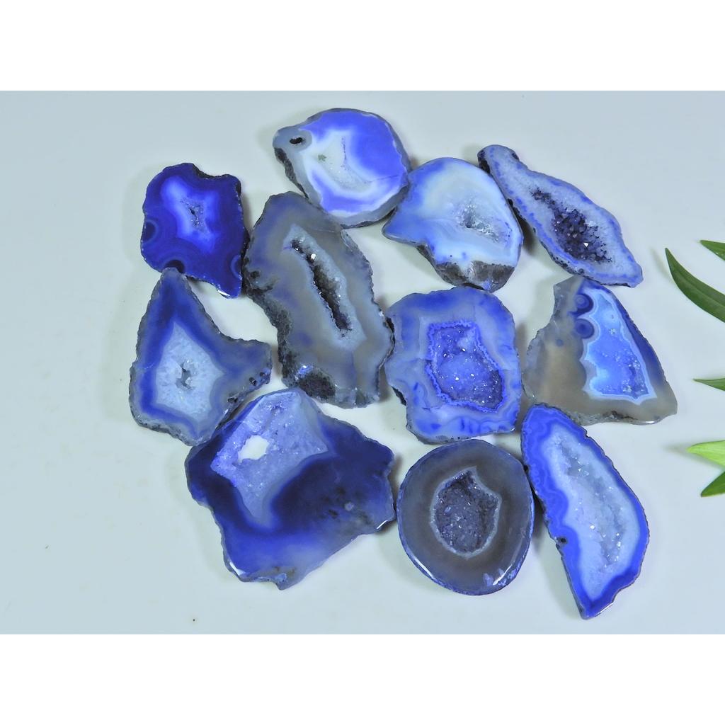 302Cts. Dyed Slice Druzy Agate Fancy Cabochon Loose Gemstone 11Pcs Lot A-39