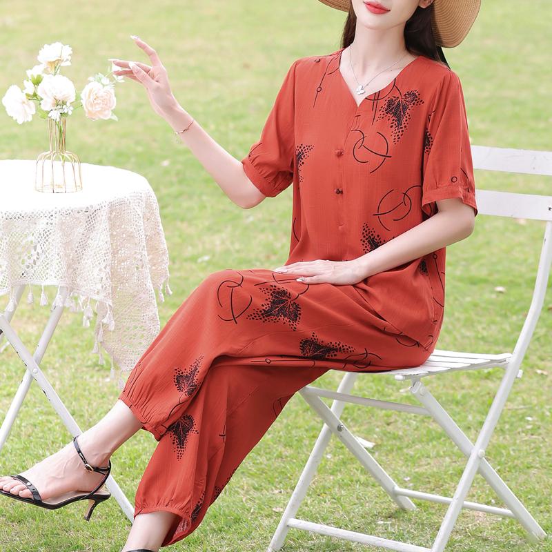 Elegant Women's Pants Sets Summer Casual Two Piece Set for Woman Vintage Clothes