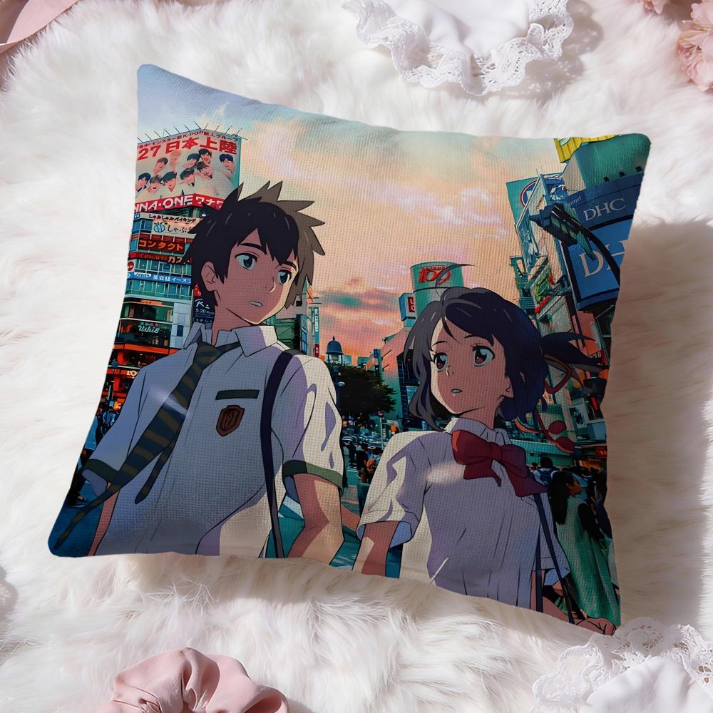 Cartoon Y-Your NameS Cushion Cover Premium Comfort Reversible Pillow Cove -Two in One Design for Any Room & Car Interior