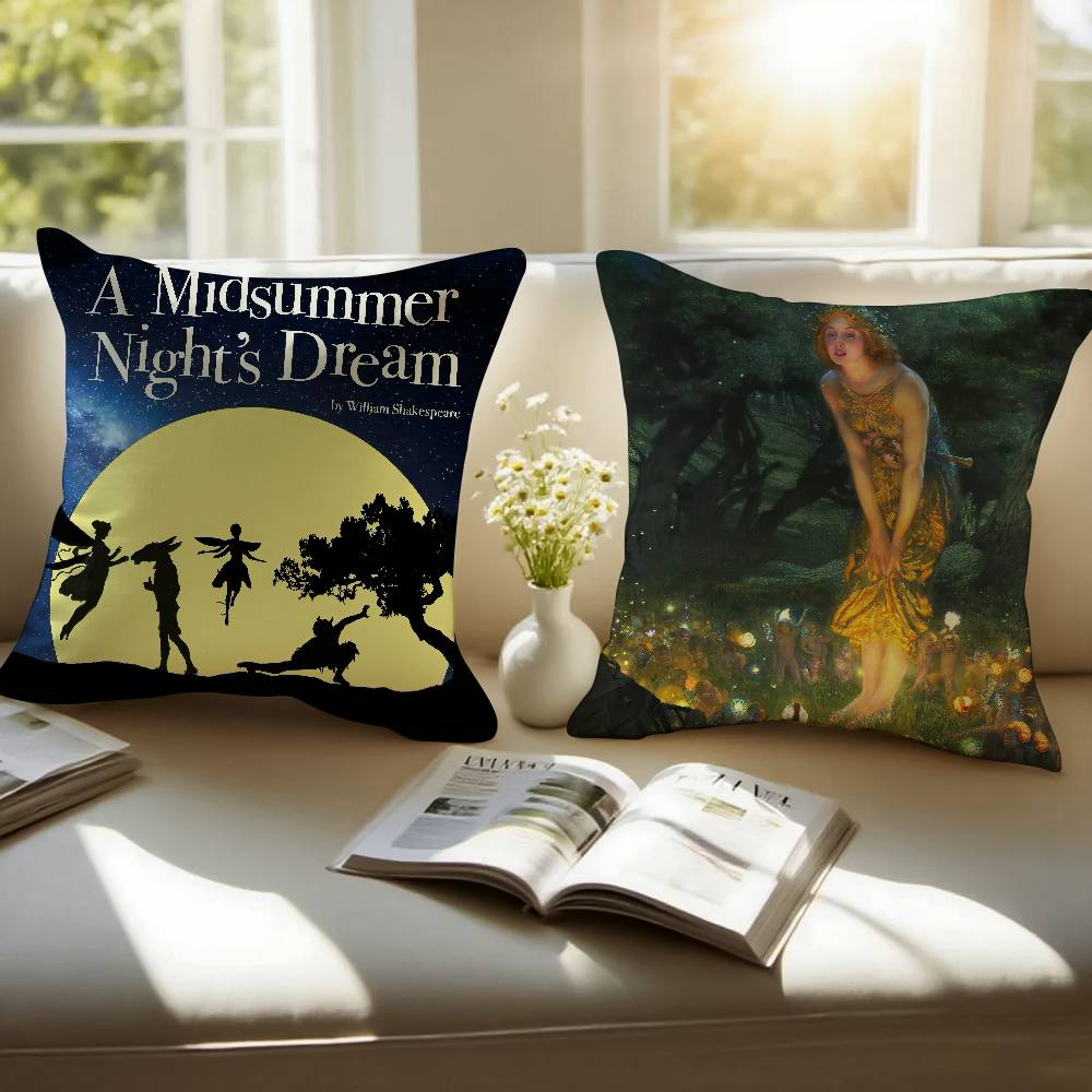 A M-Midsummer Nights Dream Pillow Case Sofa and Living Room Decorative Cushion Covers Dust-proof and Mite-proof Invisible Zipper
