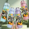 1PC Lets Fiesta Fruit Color Graphic,750ml Color Plastic Sports Water Bottle,Leakproof Flip Straw Lid,Suitable for Sports Office Home Use
