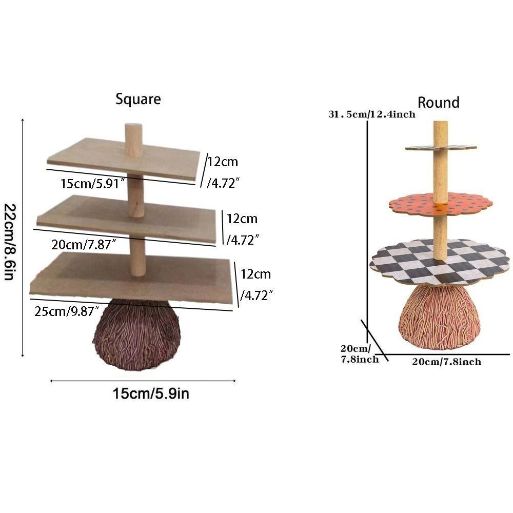 Wooden Table Snack Tray Anti-deformation Witch Broom Table Halloween Wood Cake Stand  Cake Stand