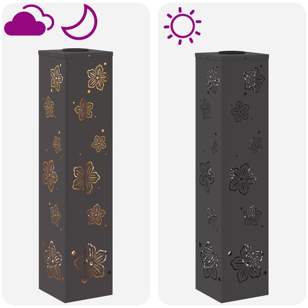 Solar LED Path Light 2 Pcs Black Cold Rolled Steel