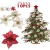 10 Pcs Simulation Christmas Flowers 3 Layer Christmas Tree Wreath Decoration Pendant For Home Garden Decor Gold Silver Red