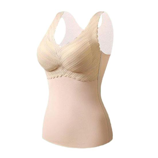 Thermal Vest V-Neck Sleeveless Chest Pad Underwear Vest Seamless Velvet Lining Autumn Winter Warm Bottom Vest