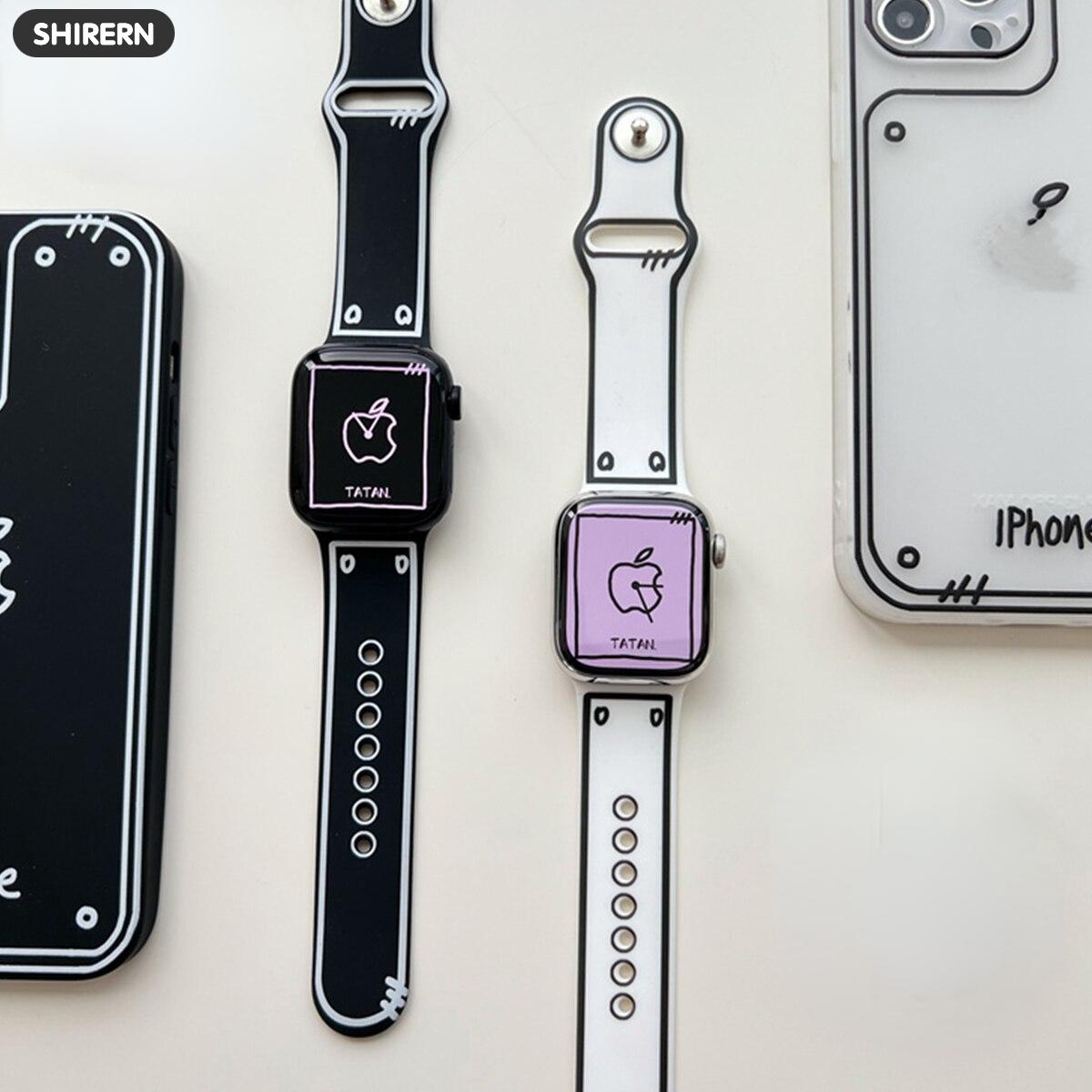 

Ремешок с граффити в стиле комиксов для Apple Watch Band 45, 41, 44 мм, 38, 42, 40 мм, милый мягкий силиконовый браслет для IWatch Series 8, 7 SE, 6, 5, 4