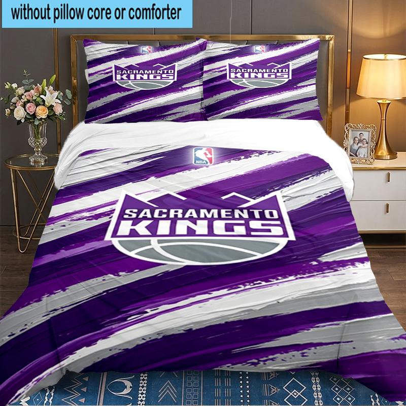 Kings Basketball Team Logo 3pcs Bedding Set,Including 1pc Duvet Cover And 2pcs Pillowcases Perfect Gift for Christmas,Ideal for Bedroom, Dormitory