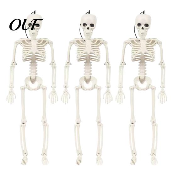Small Horror Scene Accessories Realistic Halloween Skeleton Figure, 40cm Posable Joints Hanging Skull Decoration, Plastic for Home Decor Mini
