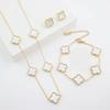 3PCS Versatile Stainless Steel Clover Jewelry Women's Set Necklace Earnail Bracelet Personalized Accessories