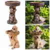 Simulation Bird Bath Cute Yard Landscape Ornament Puppy Raccoon Sculptures  Garden Decor