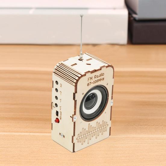FM Radio STEM Science Kit Kids Wooden 3D Puzzle Electronic Radio Set DIY Educational Science Experiment Projects Crafts Building Toy
