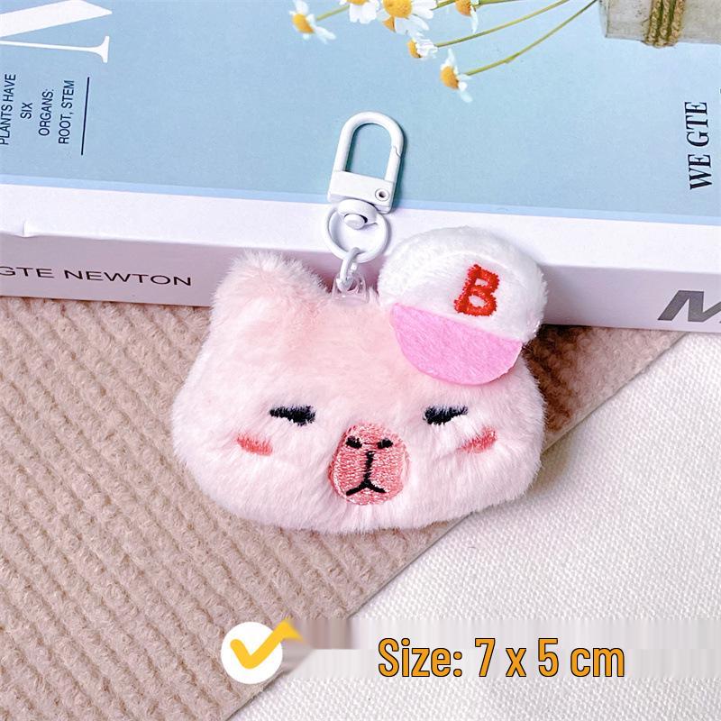 Capybara Plush Keychain with Baseball Cap - Cute Bag Decoration Doll Accessory