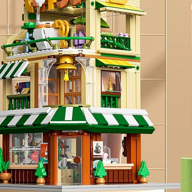 1003PCS Creative Expert Street View Garden Restaurant Building Blocks City Apartment Store Architecture Model Toy Gift for Girl No Box