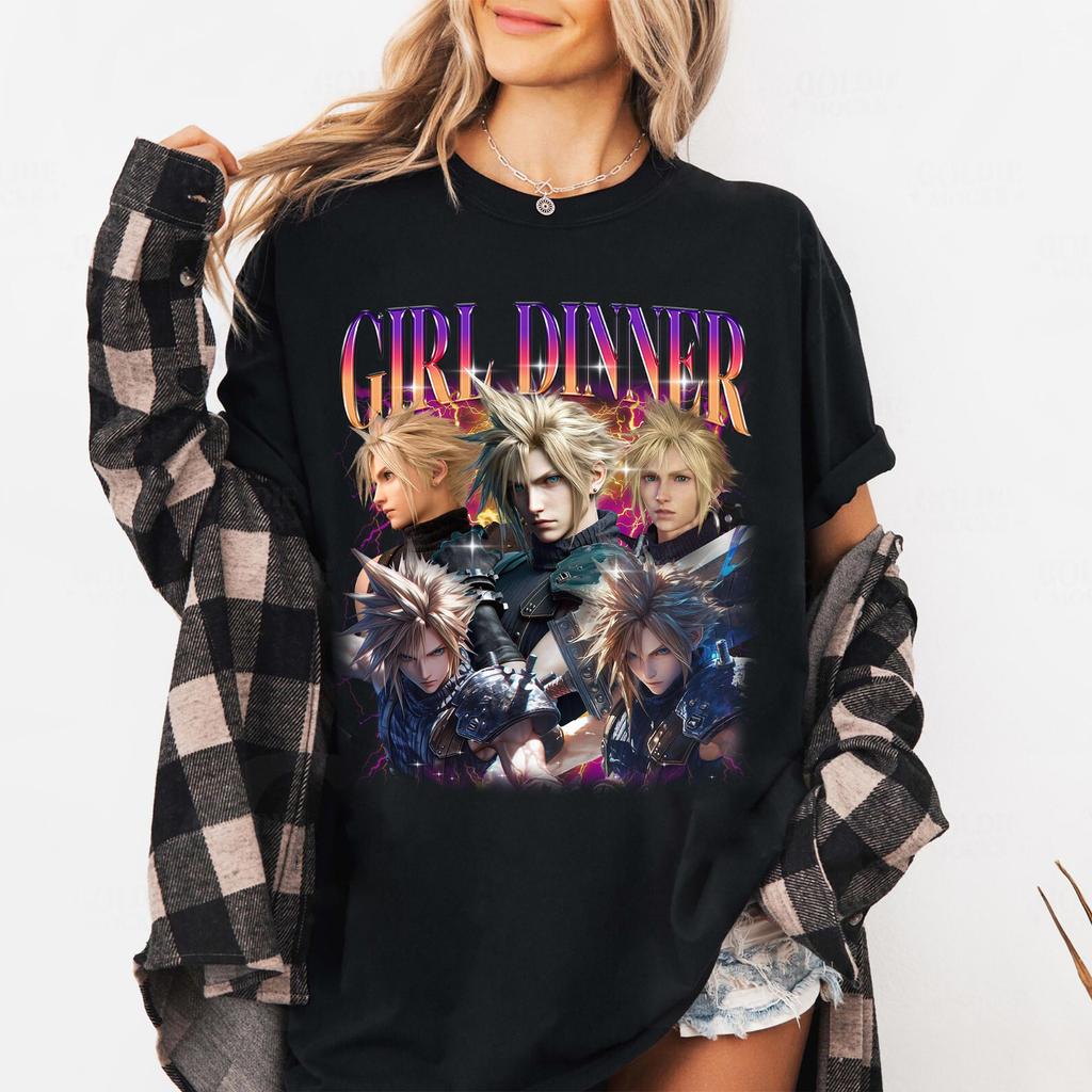 T-shirt da Donna Stampata Final Fantasy VII Tendenza Moda Top Primavera Estate Cotone Puro Unisex T-shirt a Maniche Corte