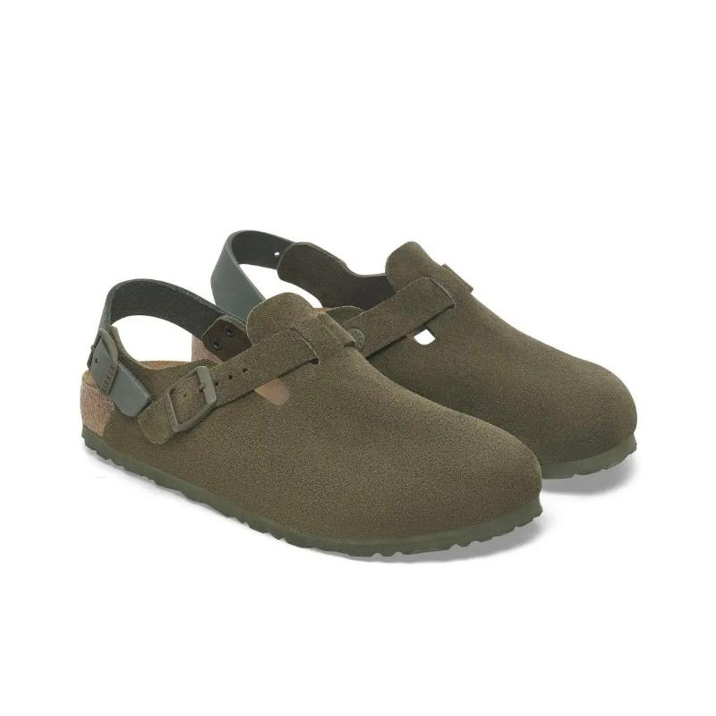 Birkenstock Tokio Unisex Suede Minimalist One-Strap Sandals Olive Green 1029912 42