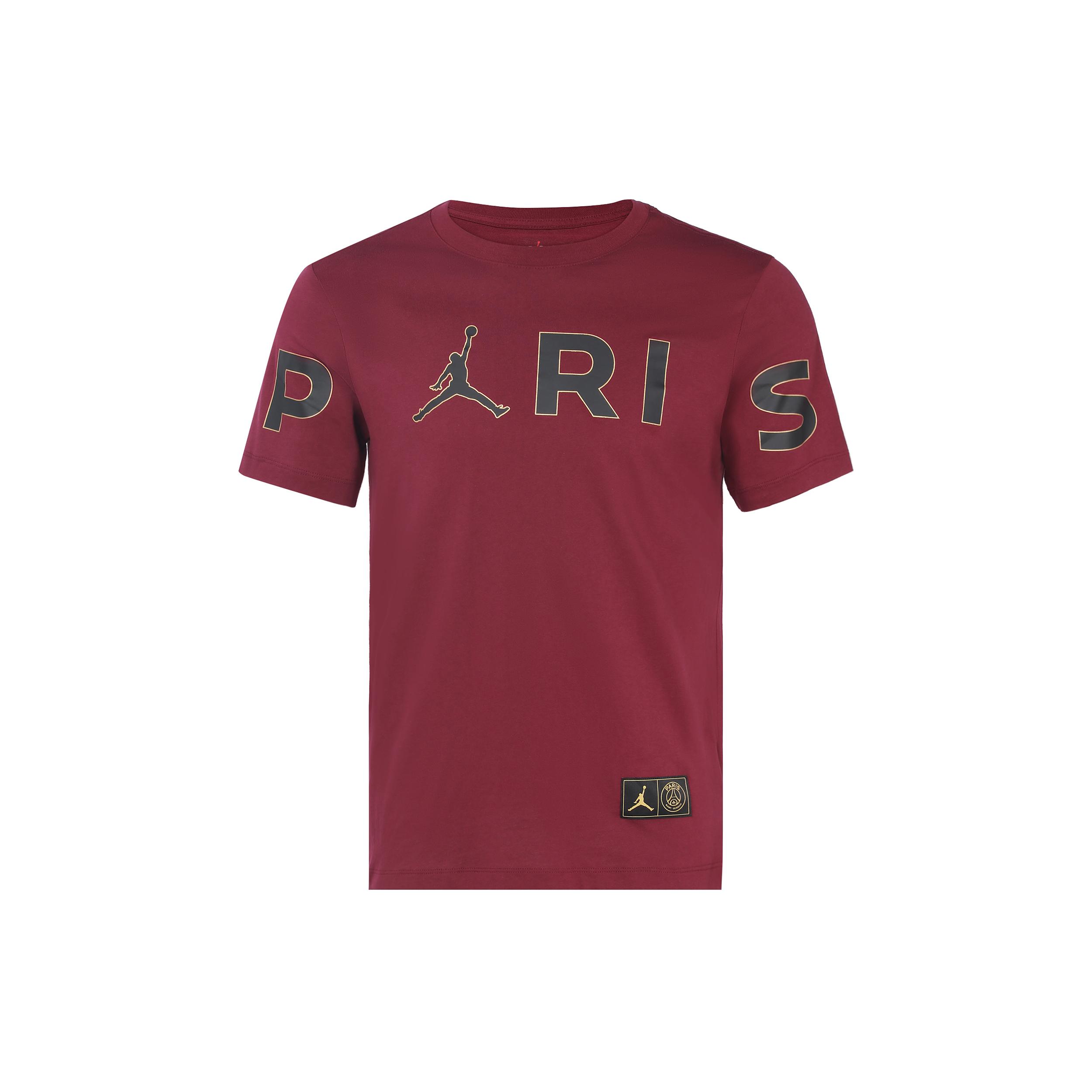 Jordan T Shirts Men s Bordeaux Burgundy Crew Neck Moderate Straight Fit CK9786-610 S