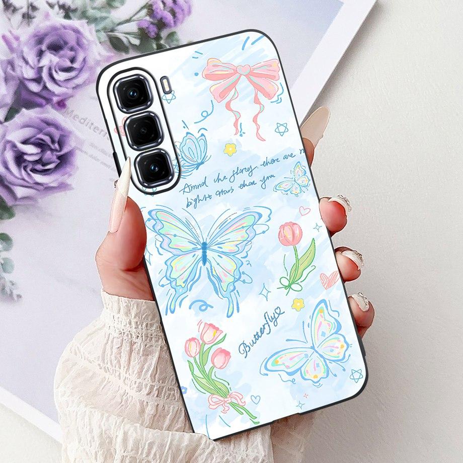 Soft Liquid Silicone Back Cover For Infinix Smart 9 HD Phone Case Infinix Hot 50 Pro+ Pro Plus Marble Gothic Style Cartoon Funda