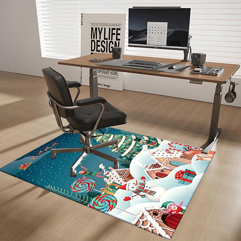 Christmas Elf Chair Mat - Anime Cartoon Design, Non-Slip Carpet for Office, Home Decor, Living Room, Bedroom, Game Room & Dormitory.R096