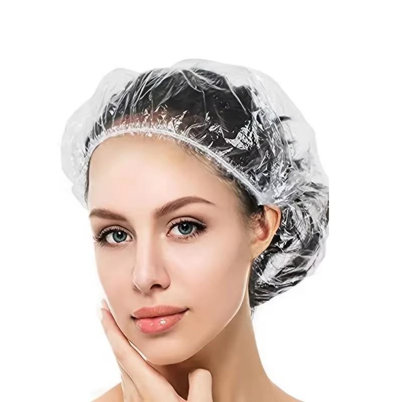 100-300 Pcs Disposable Shower Cap Covers Bathroom Accessories Transparent and Waterproof Disposable Hair Caps Bathroom Products