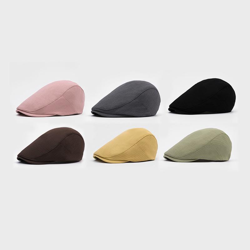 Ensfarget Cap Herre Solhatt Forward Cap Beret Kvinner Britisk Newsboy Cap