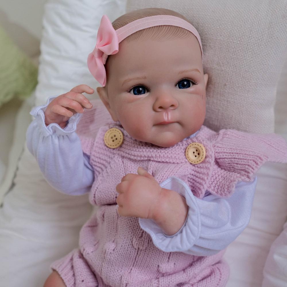 Real Looking Reborn Baby Girl Doll Bettie 18'' 48cm Full Body Silicone Vinyl Simulation Doll Handmade Exquisite 3D Painted Skin Newborn Dolls for Kids