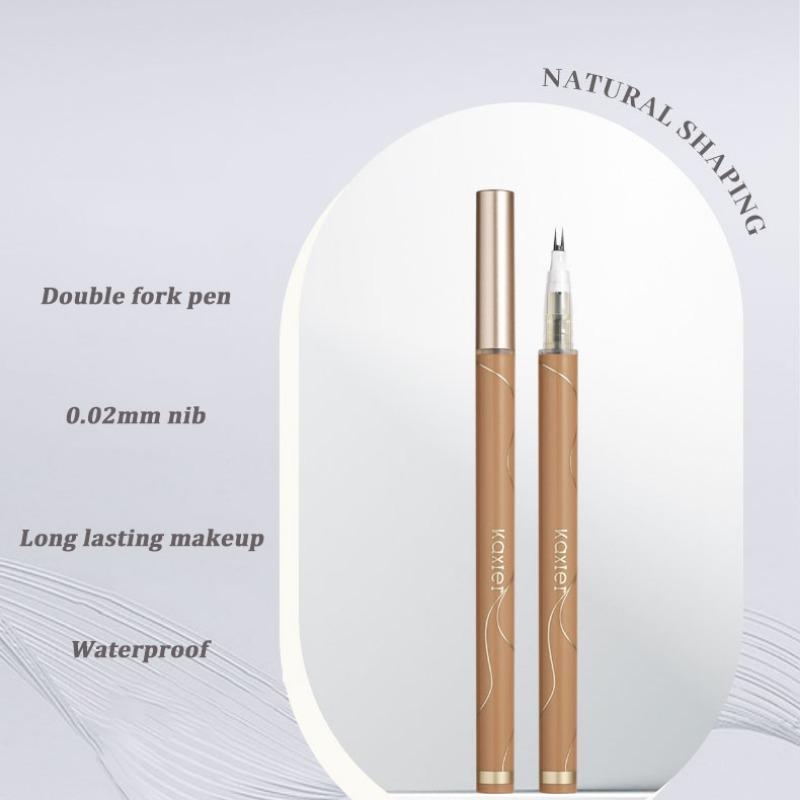 Ultra-thin 2 Fork Tip Liquid Eyeliner Lower Eyelash Pen Makeup Quick Dry Smooth Eye Liner 2 Point Eyebrow Tattoo Pencil Cosmetic