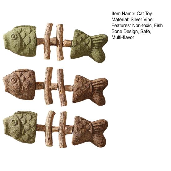 Natural Cat Chew Toy Fish Bone Catnip And Silver Vine Toy Safe Plant Ingredients Only Cat