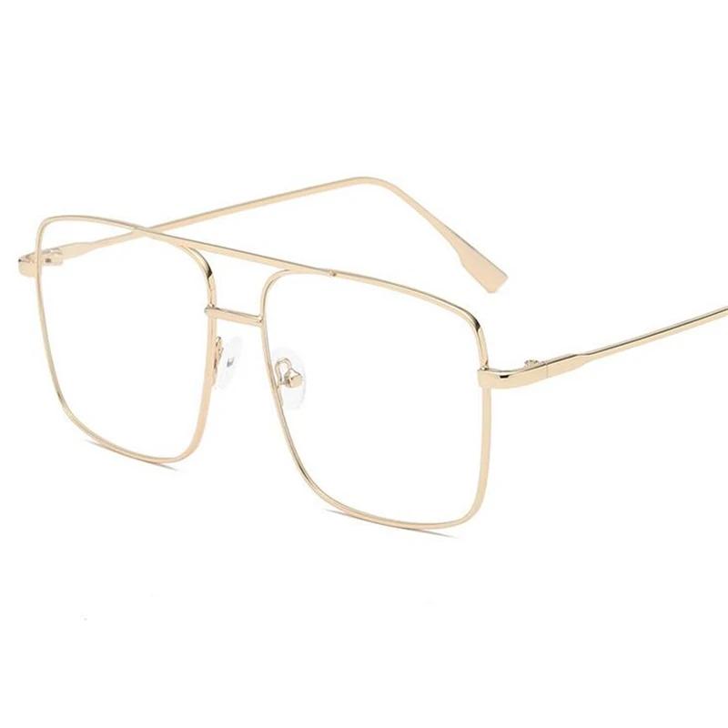 Metal Lightweight Large Frame Glasses Retro Flat Sunglasses for Men Women Fashion Classic Plain Spectacles