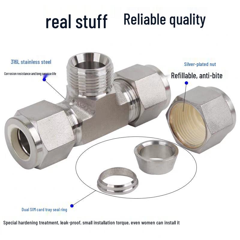 304 Stainless Steel T-Type Tee Connector for Metric/Imperial Pipes