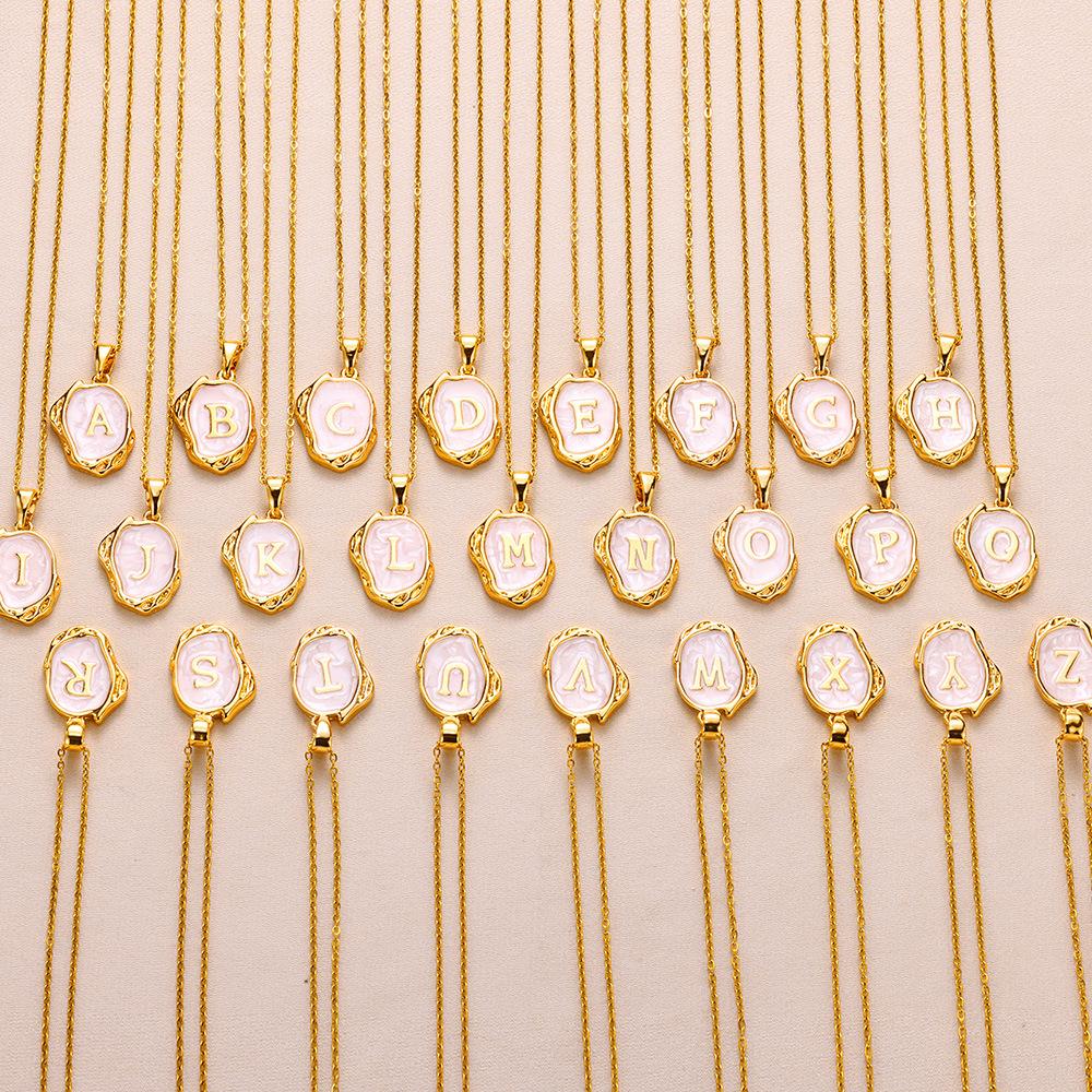 26 Letter Irregular Pendant Ladies 18K Gold-plated Letter Necklace Dating Birthday Gift