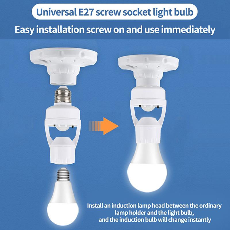 360 Degrees Human Induction Motion Sensor Lamp Socket Base Ac85-265V Delay Time Switch E27 Base Holder Socket Adapter